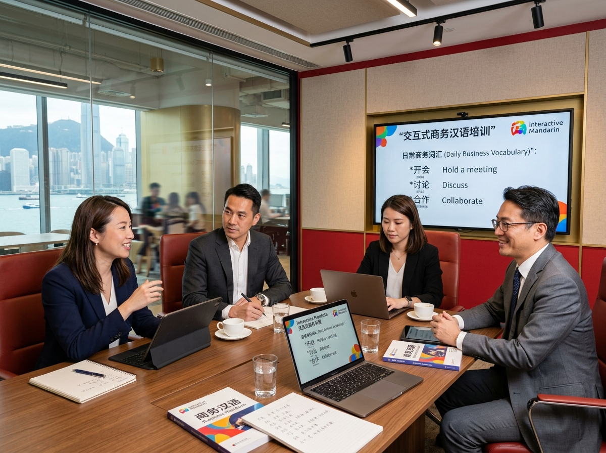 Diverse corporate team attending Mandarin training in Hong Kong